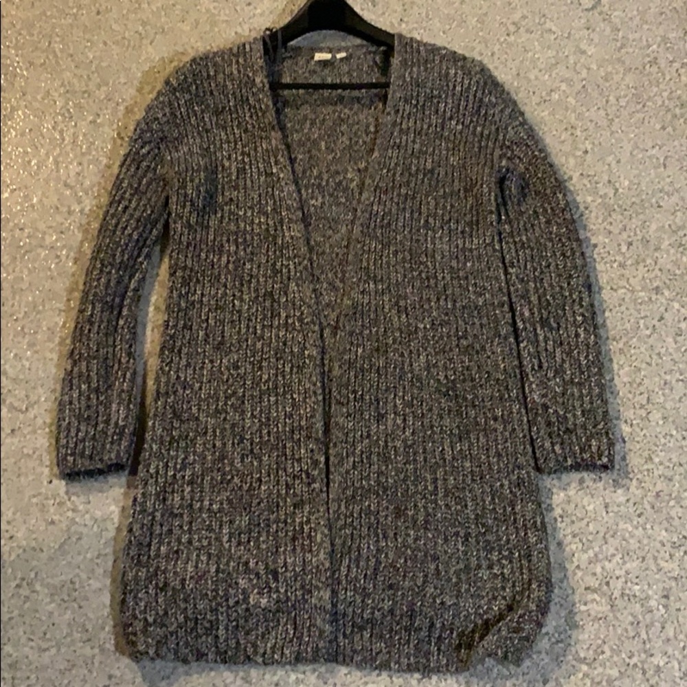 Long grey cardigan sweater